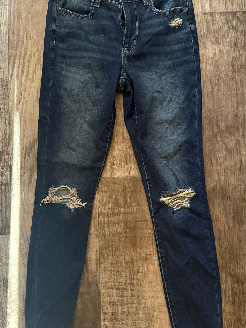 American Eagle Outfitters Dark Blue Distressed Skinny Jeans